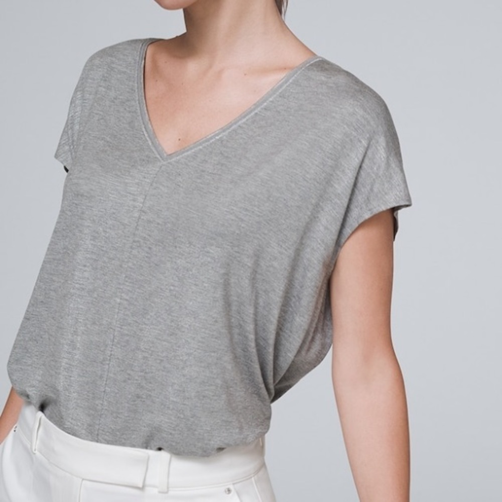 White House Black Market Gray Jetsetter Tee